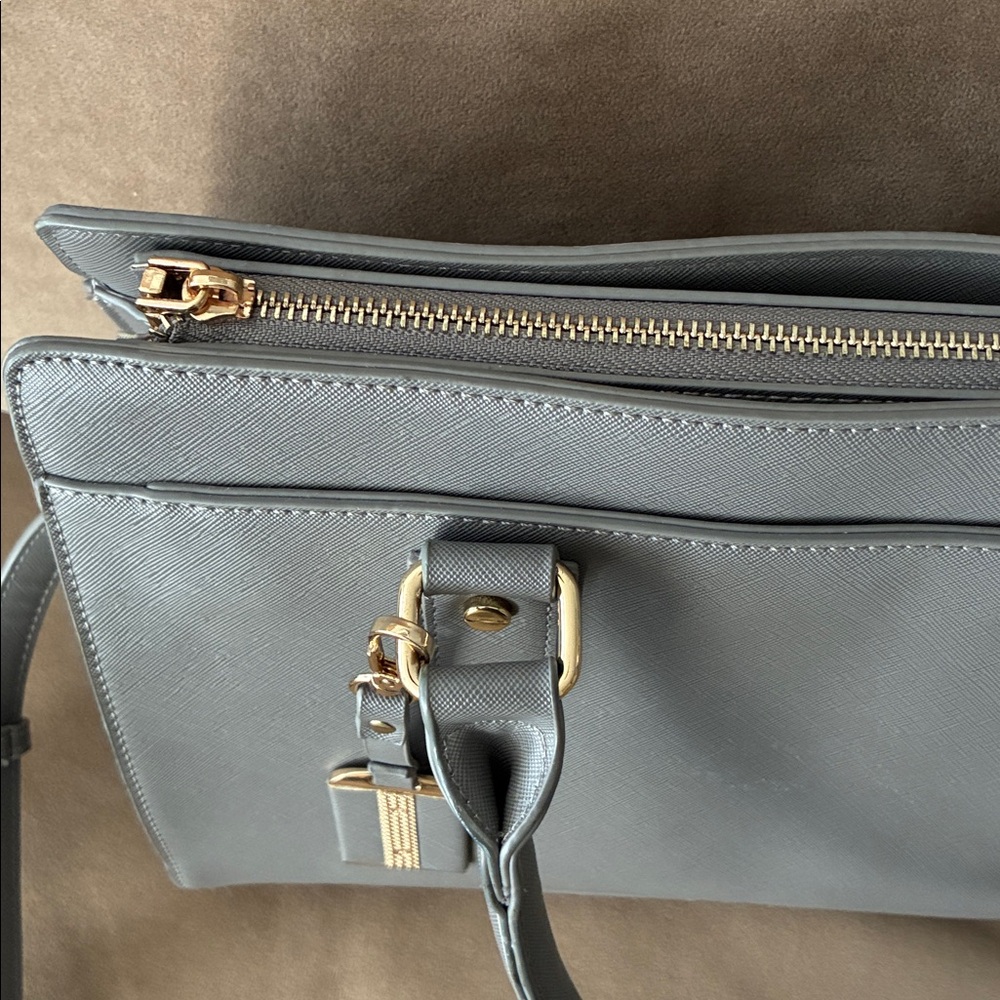 Miztique Shoulder Hand Bag Gray Gold New! - Picture 6 of 10